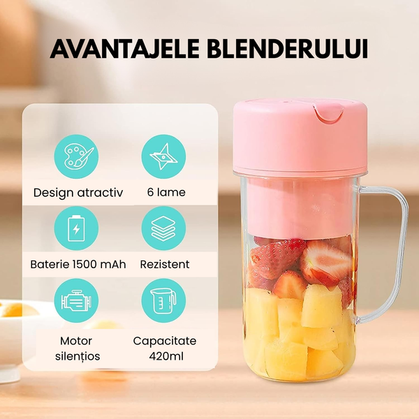 mini blender portabil pentru fructe dimineata