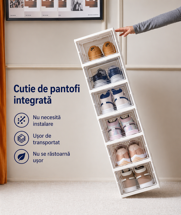 Cutie Incaltaminte Transparenta Pliabila Organizator Practic