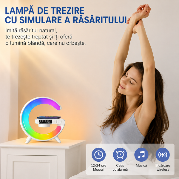 Stand Încărcare Wireless RGB Multifuncțional