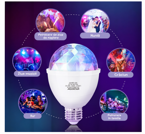 Discolampă LED Rotativă Party Pro