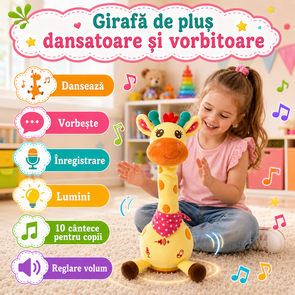 Girafă Dansatoare Interactivă cu Muzică