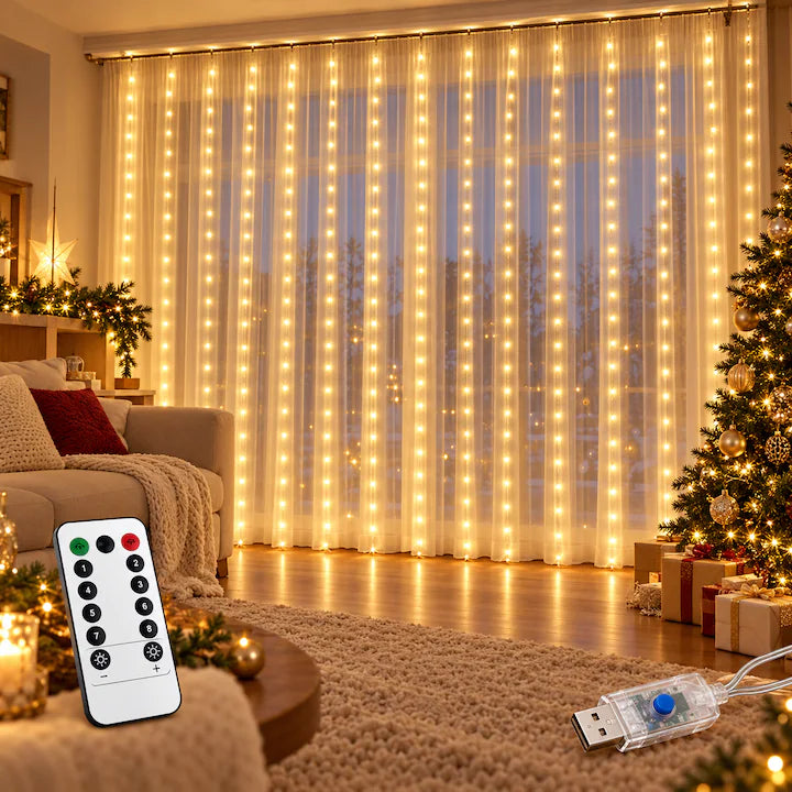 Perdea Luminoasă LED 3x3 m cu Telecomandă